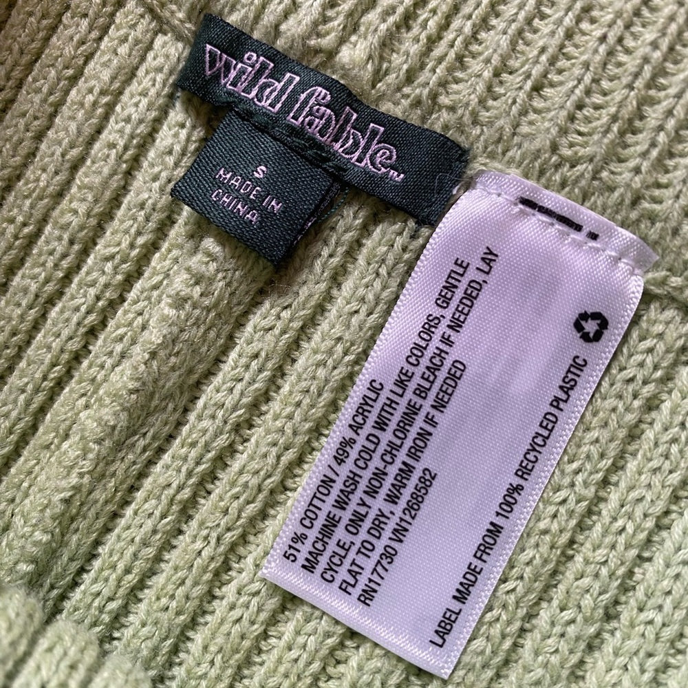 Wild Fable Green Sorbet 2 Pcs Sweater Knit Crop Top Flared Pant Set Size Small - Picture 5 of 5